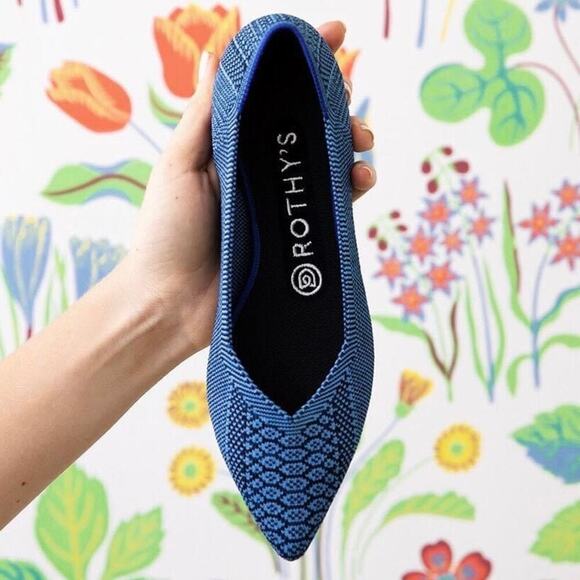 Rothy’s The Point Flat in Lapis Python Blue Rare Women’s Size 7‎ - Picture 2 of 9